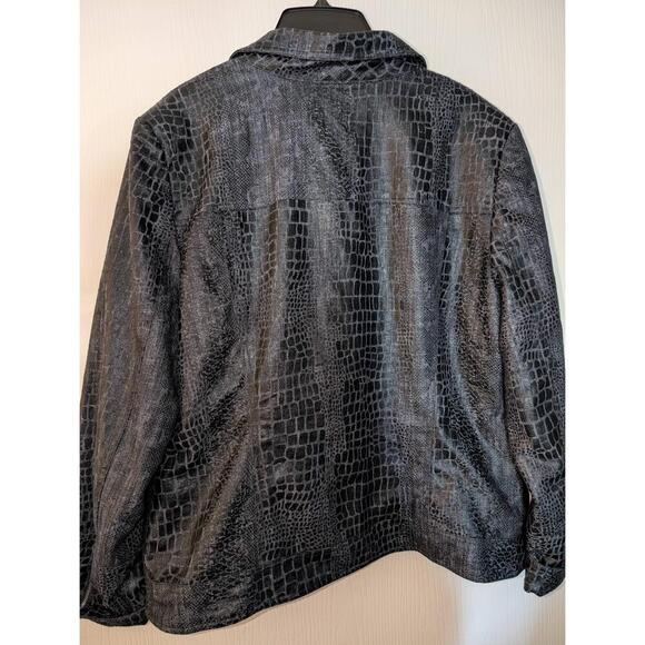 Rachel Adams Jacket Womens Size XL Blue Snake Print Full Zip Edgy Chic - Picture 4 of 5